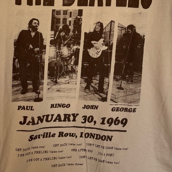 The Beatles From The Rooftop Junk Food Tee Shirt - Picture 5 of 6